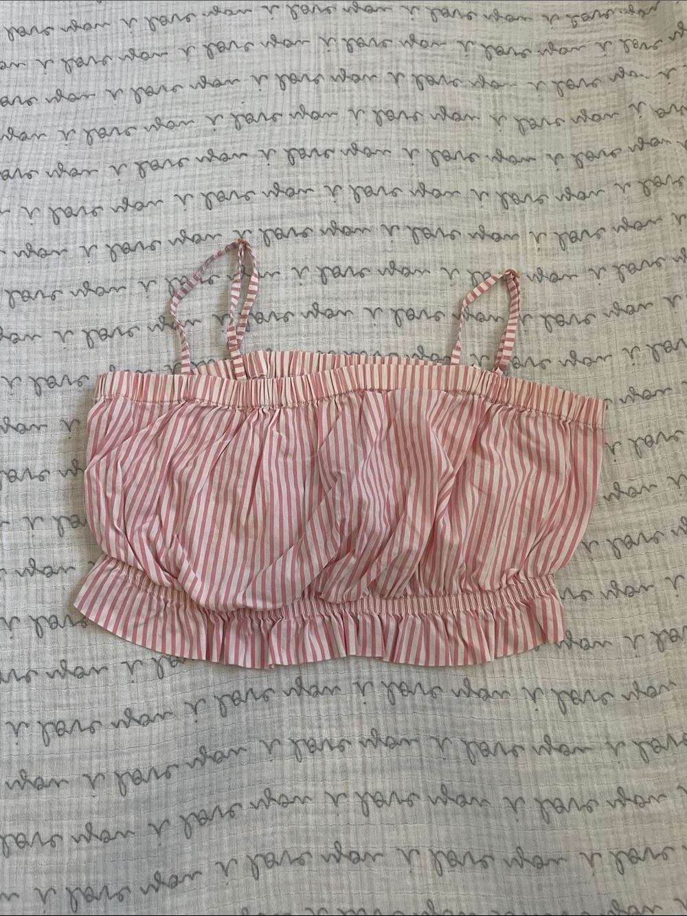 Pink and White Striped Adjustable Strap Crop Top
